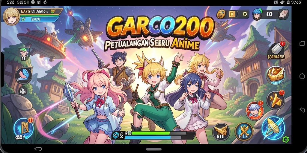 Tangkapan layar GARCO200 menampilkan aksi gameplay yang seru dan karakter anime.
