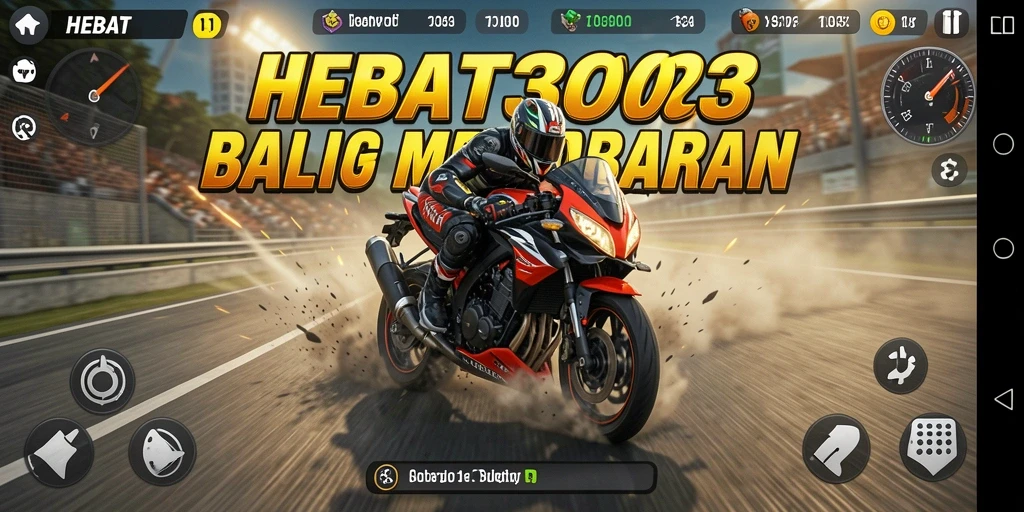 Tangkapan layar HEBAT303 menampilkan balapan motor yang intens dan seru.