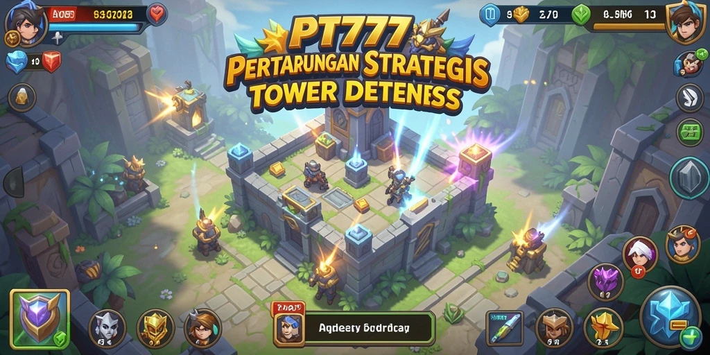 Screenshot PT777 menampilkan aksi seru dalam permainan Tower Defense.