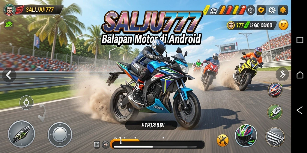 Tampilkan gameplay seru balapan motor di salju.