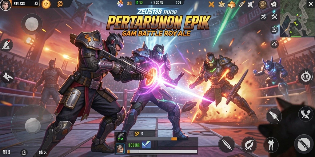 Tampilan gameplay menegangkan dari ZEUS138 dalam pertarungan Battle Royale.